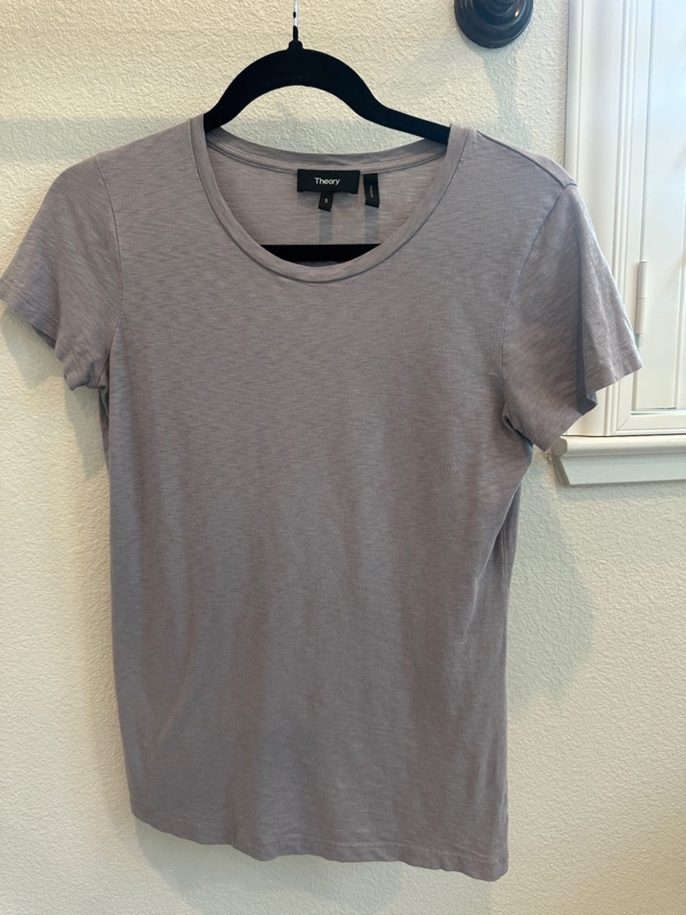 Theory Light Gray Short Sleeve Crewneck Tee